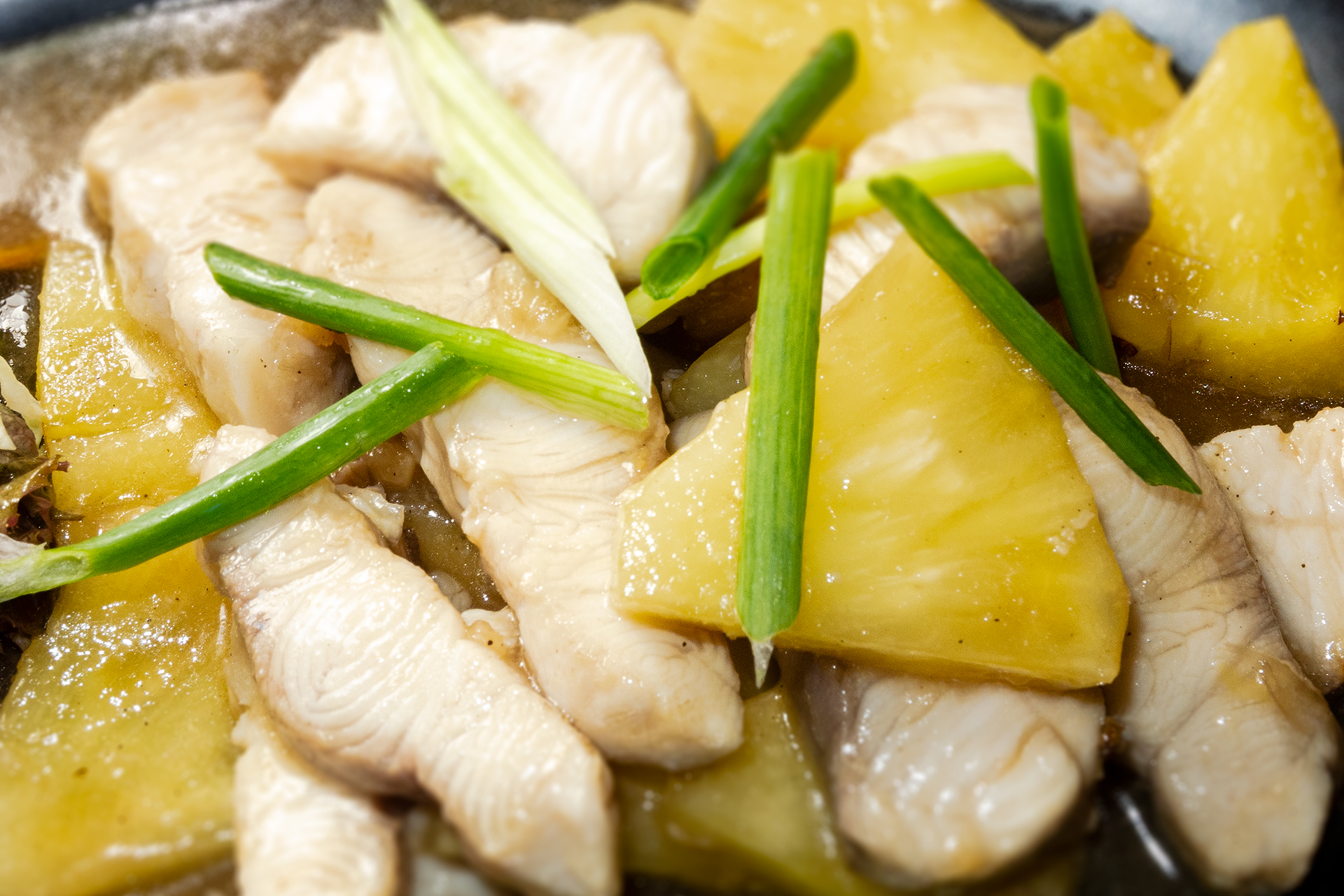 fried shark with pinapple